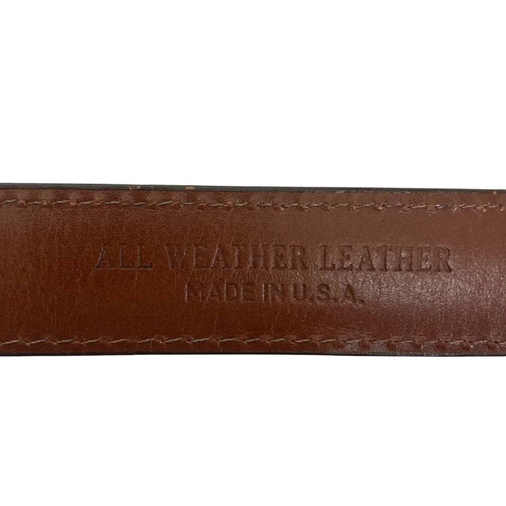 Dooney & Bourke Textured Brown Leather Belt Mens 40 Brass Buckle Made In USA
